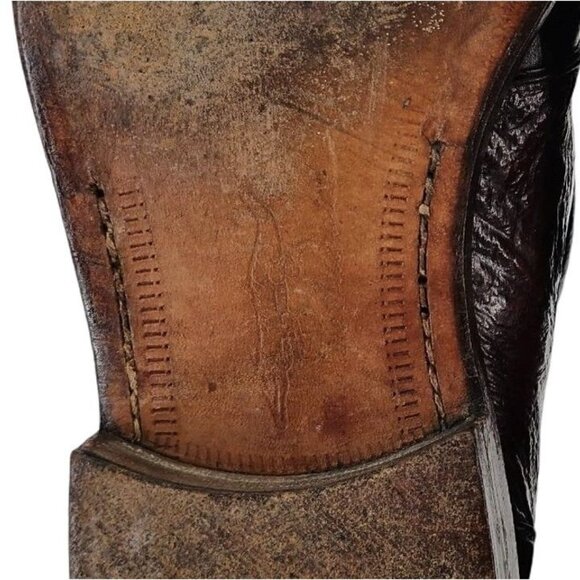 Vintage Mauri Burgundy Alligator Ostrich Exotic Dress Shoes 11.5M Derby Oxfords - Picture 14 of 15